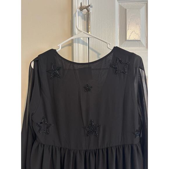 Chaser beaded star black maxi dress sz M - Picture 10 of 16